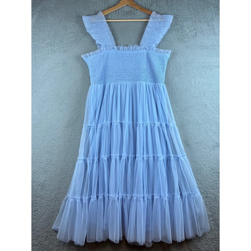 Baltic Born Light Blue Emma Smocked Tulle Dress Ruffle Strap 3XL - Picture 4 of 13